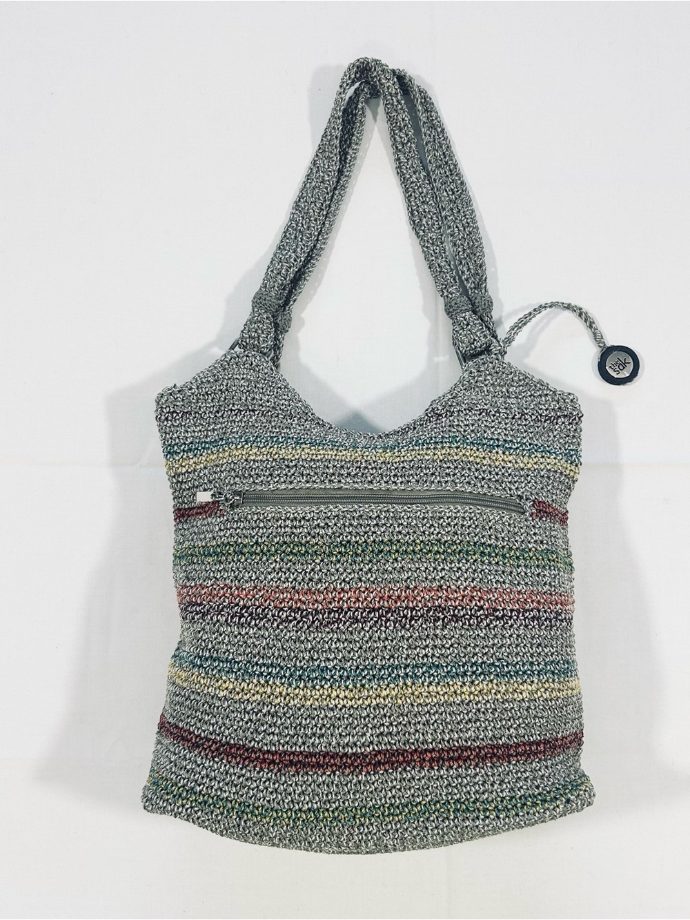 New The SAK Crochet Belle Voyager Hobo Shoulder Purse Boho Multi Stripe Crochet